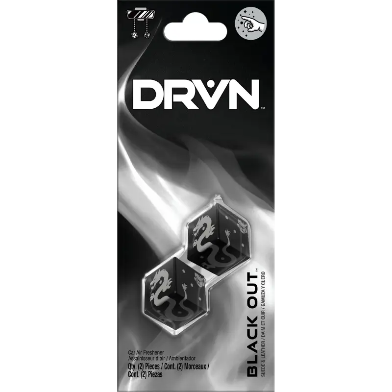 DRVN Dice Hanging Car Air Freshener, Black Out Scent, 2 Count